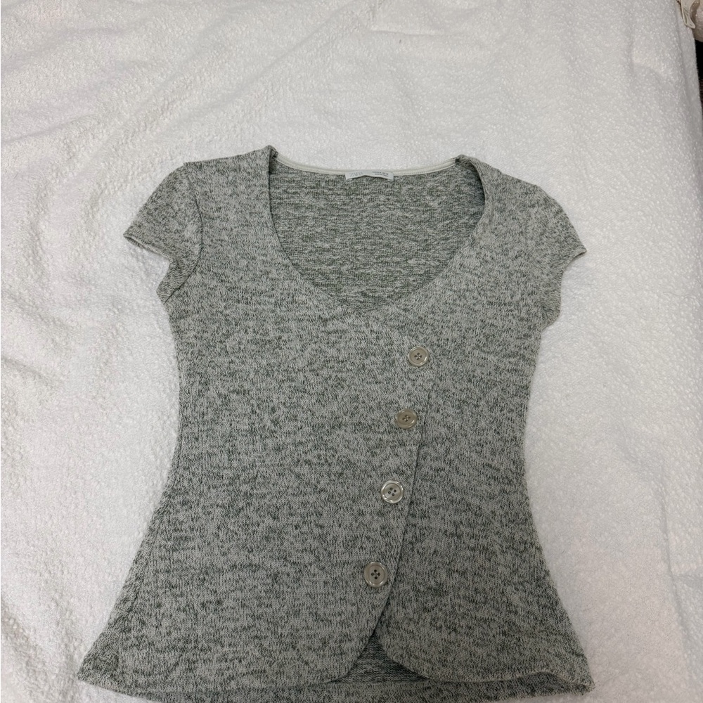 Zara Green Short Sleeve Button-Up Tee